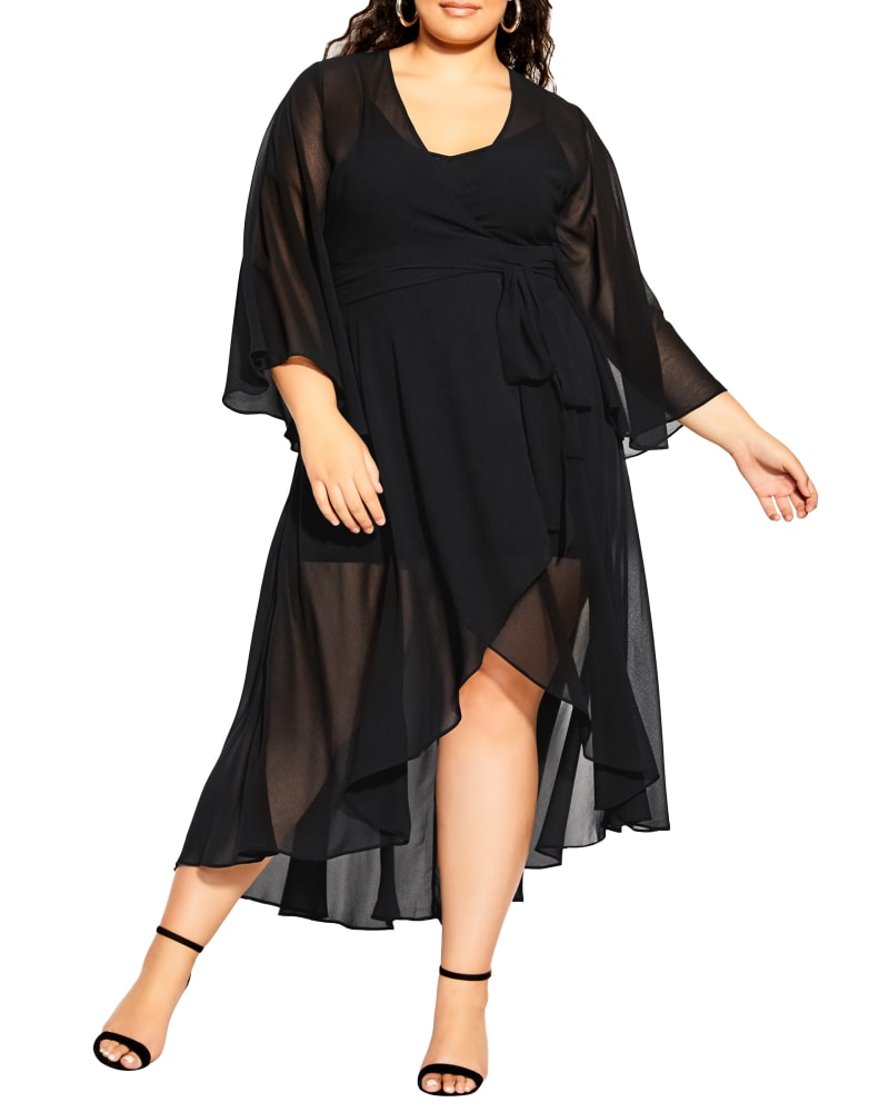 Front of a model wearing a size XS MAXI FLEETWOOD in Black by City Chic. | dia_product_style_image_id:240040